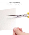 Cutting Mica Plates Sheets For Microwave Waveguide Four Pack Heat Insulation Boards to size with scissors for oven repair.