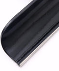 12-inch stainless steel lathe tool rest for woodturning, side view with black-coated top and silver base