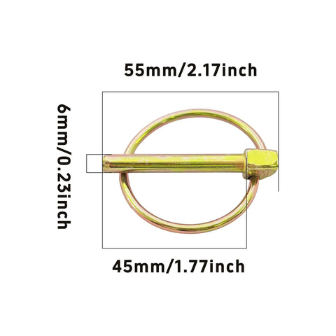 Six Piece 6mm Lynch Pin Assortment Kit With Retaining Ring 45mm Length for farm equipment