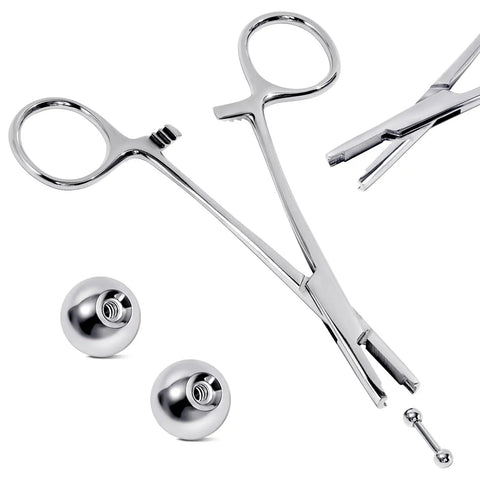 Piercing Ball Grabber Tool For 3mm 4mm 5mm Beads, Pro Grade Screw Removal And Reusable Bead Clamp with stainless steel construction