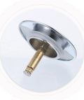 Rotary Bathtub Drain Stopper Copper One Press Seal Hair Catcher with smooth surface and metallic finish, showing versatile installation.