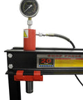 Built Tough 20 Ton Air Powered Hydraulic Shop Press With Adjustable Height Base And Dual Direction Ram Cylinder pressure gauge detail