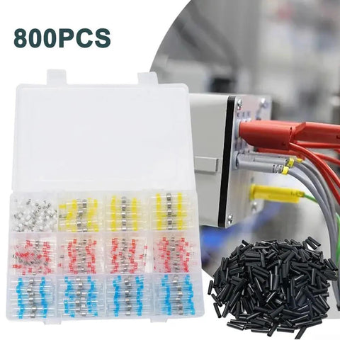 Awesome Heat Shrink Solder Seal Wire Connectors Kit For Car And Boat Wiring No Crimping Needed Waterproof Sealing Transparent Sleeves Perfect For Easy Electrical Repairs At Home Or Garage With Fast Secure Joints, 800pcs organizer