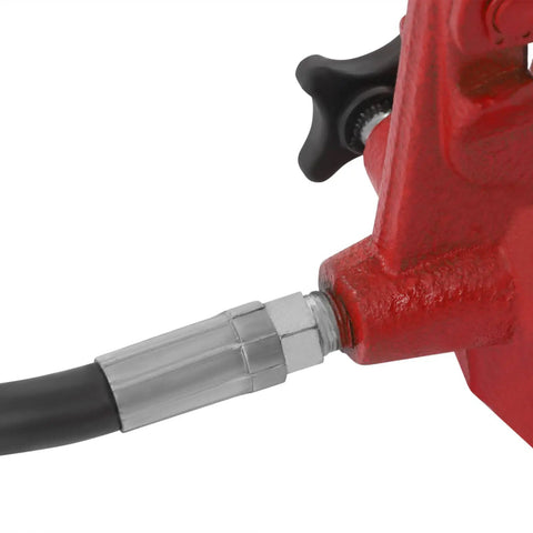 Close-up of hydraulic component from Heavy Duty Auto Body Frame Repair Tool Kit With Storage Case Red - 15-Piece Set