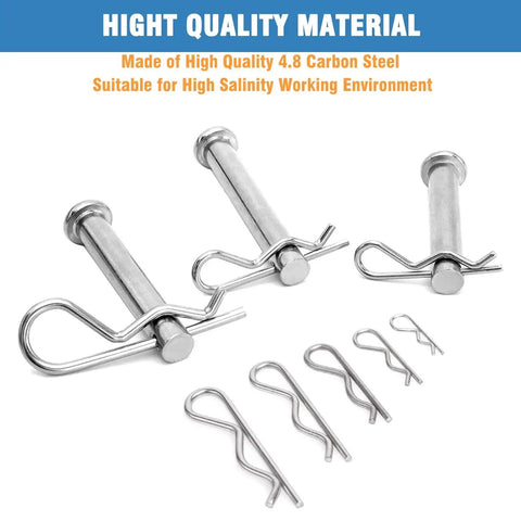 Heavy Duty Cotter Pins Kit 16 Piece 2.5mm By 50mm R Clips Retaining Pins For Trailer Hitch Tractors Mowers Carts Trucks