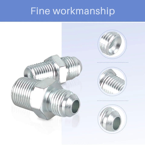 Close-up of connectors for 6AN Stainless Steel Braided Transmission Cooler Hose Line Kit For TH350 TH400 700R4 NP700RTL And 4L60E.