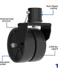 2000 Lb Dual 6 Inch Trailer Jack Swivel Caster With Pin For 2 Inch Tubes Wheel Replacement For Boat And Utility Trailers