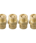 Heavy Duty Set Of Four Brass Drain Screws For Air Compressor Tanks And Compact Pumps showing four brass drain screws angled view.