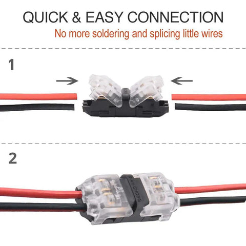 Low Voltage Wire Connectors Quick Solderless Splice Kit 2 Way Automotive Connectors 12 Pack for 20 to 24 AWG Cables demonstration