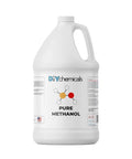Front view of one gallon Methanol Industrial Grade Clear Solvent for acetic acid, formaldehyde, adhesives, 128 fl oz bottle.