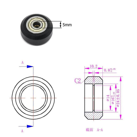 POM Big Pulley Wheel Kit With 13 Pulleys, 10 Hexagonal Eccentric Columns, And 20 Round Columns for Ender 3 CR10 3D Printers