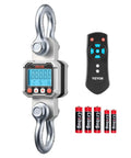 Heavy Duty Digital Crane Scale With 6600 Lbs Max Capacity And Rock Solid Cast Aluminum Case showing display, remote, and batteries.