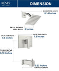 Dimensions of Top Shelf Brushed Nickel Shower Set With Tub Faucet And Swivel Head Bathroom Trim Kit, showing specific sizing.