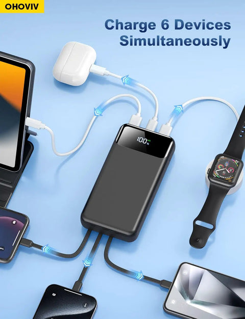 Heavy Duty Beast Mode Portable Charger Power Bank With Massive 50000 Mah Capacity charging multiple devices simultaneously in sleek design.