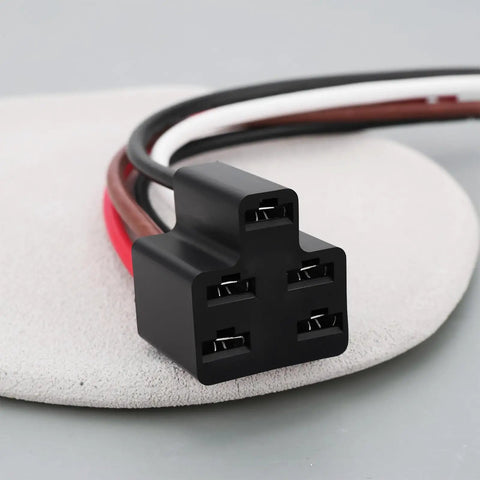 Close-up view of Plug And Play 5 Pin Rotary Blower Switch Repair Pigtail Connector MT1345 for HVAC system connection.
