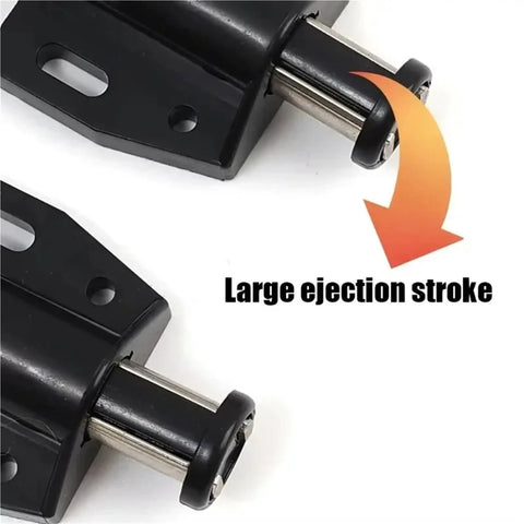 Close-up of 16 Pieces Magnetic Push To Open Cabinet Latches with large ejection stroke feature.
