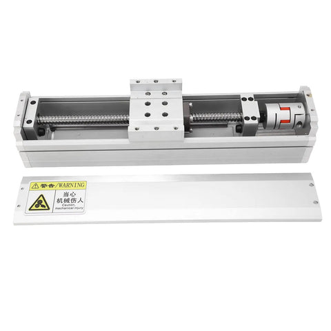 Heavy Duty CNC Linear Motion Rack Guide Rail System In Aluminum With 200Mm SFU1605 Electric Actuator in view showing internal parts.
