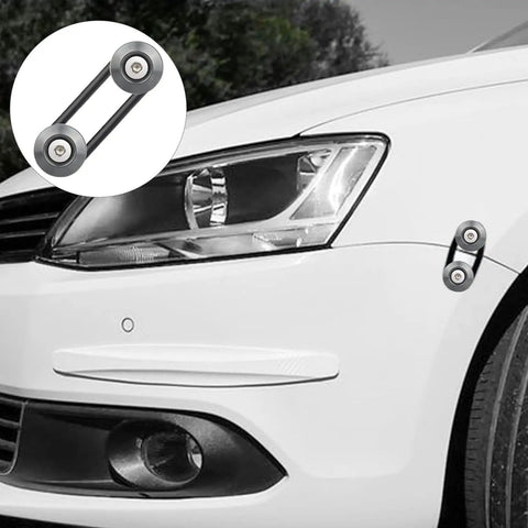 Universal Car Bumper Quick Release Kit With Titanium Four Release Tabs And Twelve O Ring Fasteners on white car bumper