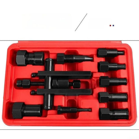 Badass 10 Pc Motorcycle Bearing Puller Kit Fits 8mm to 29mm Sizes Durable Using Chrome Vanadium Steel Great Tool For Gearheads and Mechanics to Rip Bearings and Fix Engines Right Without Risk of Damage During Home Garage Repair Jobs, red case view