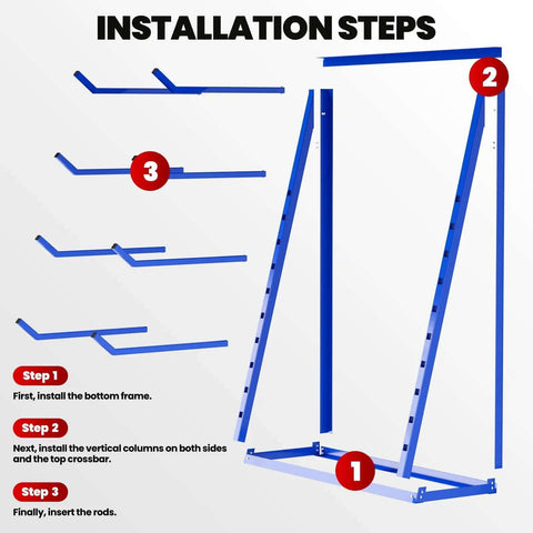 Beefy Industrial Cantilever Rack System For Heavy Duty Storage And Lumber Organization assembly instructions shown in steps