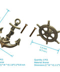 Antique Bronze Cabinet Knobs And Drawer Pulls Set With Anchor And Rudder Nautical Theme Matte Bronze Finish with screws