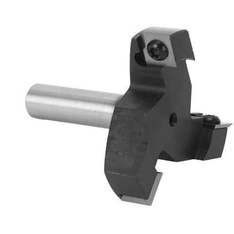 Get This Top Tier High Performance 1/2In Shank Spoilboard Surfacing Router Bit With 3 Sharp Carbide Blades For Effortless CNC Wood Planing And Smooth Surface Prepping - Close-up of carbide blades.