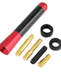 Premium Carbon Fiber Mounting Screw For Short Car Antenna Upgrade Built Tough Universal Auto Parts With Sleek Silver Finish And No Hassle Quick Installation with black carbon and red aluminum details.