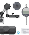 Digital Dial Indicator Gauge With Magnetic Base Stand For Precise Machining And QC, 90 Lb Tensile, Indicator Holder For 0 To 1 Inch Range (25.4 mm), 0.01 mm Resolution (0.0005 in), Inch Metric Conversion with accessories.