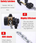 Two Tough Lever Chain Hoists 2200 Lbs Capacity Each 5 Foot Lift Set Of Two 1 Ton Portable Hoists Safety Latches and G80 Chain