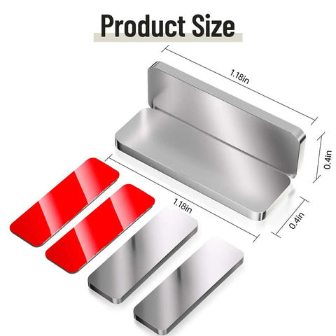 Eight Pack Ultra Thin Magnetic Cabinet Door Catches With Strong Hold, Adhesive Mount, Stainless Steel size diagram
