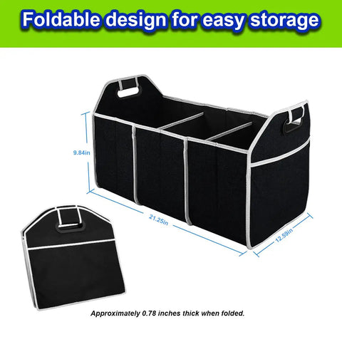 Large Capacity Car Trunk Organizer With Three Spacious Compartments Foldable Waterproof Storage Bag for SUVs and Trucks