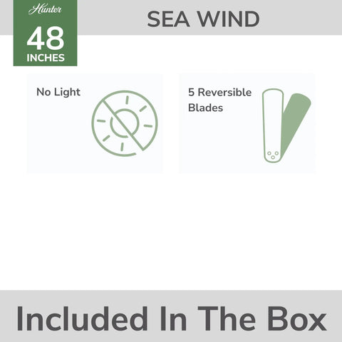 Low Profile 48 Inch Ceiling Fan No Light For Indoor Or Outdoor Use Damp Rated Flush Mount Matte Black With Five Blades Sea Wind 53118 Patio Porch Garage Living Room Ready features included in the box.