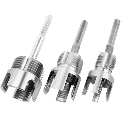 Heavy Duty Three Piece Pipe Thread Kit With No Fuss Dual Function Internal And External Threading for PVC and Plastic Pipes