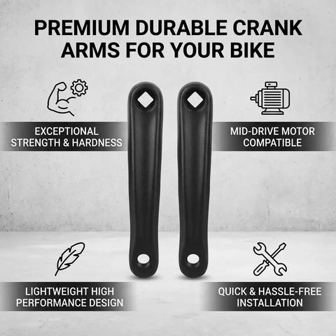Image of a One Pair 170mm Bicycle Crank Arm For Electric Folding Hybrid Mountain And Road Bikes, Heavy Duty Alloy, Mid Drive Compatible