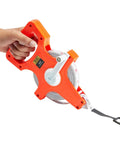 Retractable Open Reel Tape Measure 30 Meter Long Jump Track And Field Tool with orange frame and hand crank
