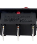 Back view of Lighted Rocker Switch On Off 16A 125V SPST Snap In 3 Prong showing terminals for appliances and range hoods.
