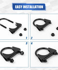 Assembly guide of Two Piece 3 Inch Ubolt Exhaust Clamps Kit Beefy Heavy Duty Stainless Steel Saddle Type Muffler Clamps