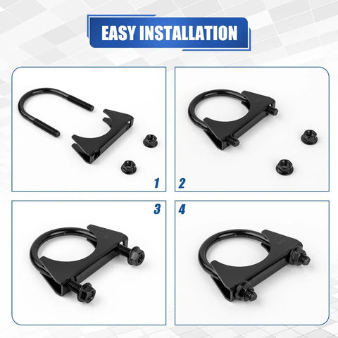 Assembly guide of Two Piece 3 Inch Ubolt Exhaust Clamps Kit Beefy Heavy Duty Stainless Steel Saddle Type Muffler Clamps