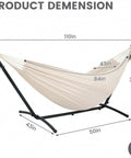 Double Hammock With 9 Ft Space Saving Steel Stand Includes Carrying Case Weather Resistant Cotton Super Cozy Easy Setup Natural Color