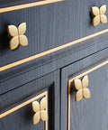 Gold Cabinet Knobs 10 Pack For Cabinets And Drawers, Brushed Brass Leaf Style Hardware with 20 Screws on dark cabinet