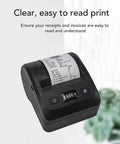 No Sweat Portable Thermal Receipt Printer, 80MM Width, 2600mAh Battery, USB And Bluetooth 5.0 Wireless Printing with clear text receipt.