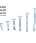 Self Drilling Screws Kit 160 Pcs Carbon Steel Blue Zinc Plated Countersunk Cross Head Fasteners M4.2 For Wood Heavy Duty Rust Resistant Ultra Sharp Threads Deep Thread Design Easy Grip Quick Install, assorted screw sizes
