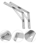 2 Pack Heavy Duty L Shaped Shelf Brackets Wall Mounts With Thick Diagonal Brace Stainless Steel Silver Finish for Wood Shelves