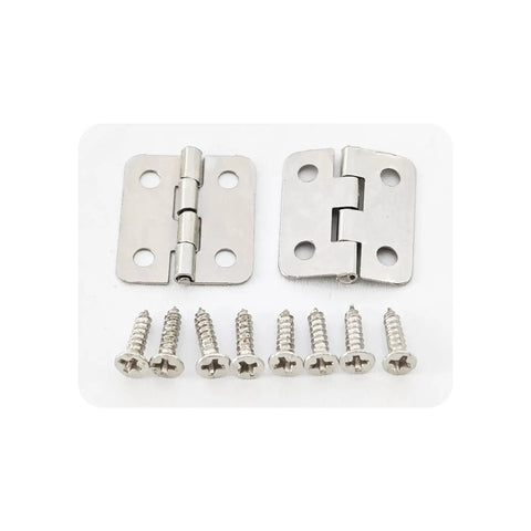 80 Pack Mini Hinges With 320 Screws, Small Iron Folding Butt Hardware For Wood Boxes, Hella Durable 18 X 15 mm Crafts Accessory, Smooth Swing Door Fittings For Jewelry Cases And Dollhouses featuring silver hinges and screws.