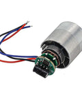 High Performance 24 Volt Brushless DC Motor 100k RPM 50W With Metal Housing for Turbo Fan Hair Dryer Blower Applications showing motor with metal housing and wiring.