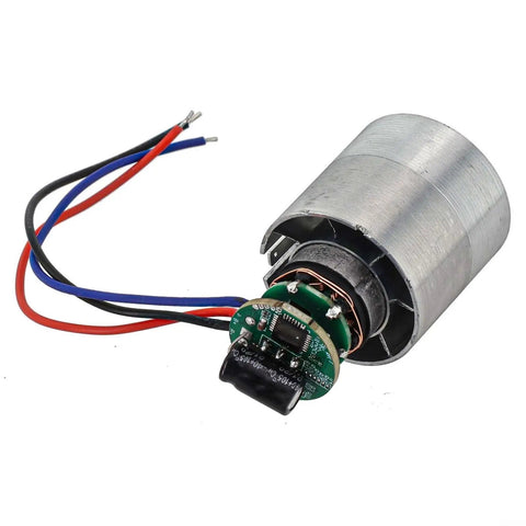 High Performance 24 Volt Brushless DC Motor 100k RPM 50W With Metal Housing for Turbo Fan Hair Dryer Blower Applications showing motor with metal housing and wiring.