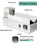 Heavy Duty Electric Wine Bottle Cap Shrinker Machine Stainless Steel Heat Sealer With Digital Thermostat, showing control panel and bottle rack.