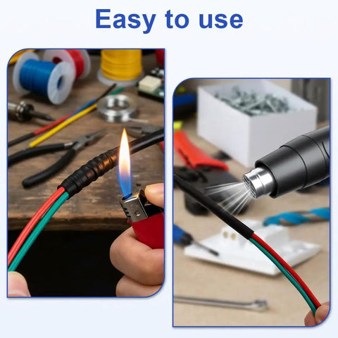 Pro Grade 164 Piece Heat Shrink Tubing Kit Eight Sizes For Auto Industrial And Home Wiring shown with lighter and heat gun