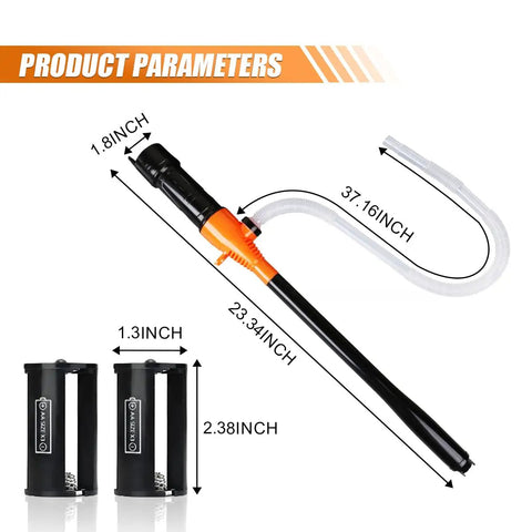 No Sweat Durable Heavy Duty Portable Battery Powered Fuel Siphon Pump For Gas Diesel Water Transfer 2.2 Gpm Flow Rate with battery dimensions.