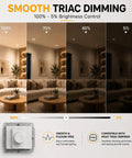 Omilora 4 Inch Gimbal Recessed Lights, Adjustable Eyeball Downlight,12 Pack with triac dimming examples and living room setting.